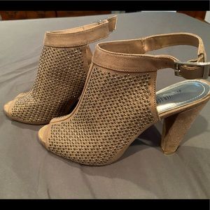Jennifer Lopez studded open toe booties, size 10